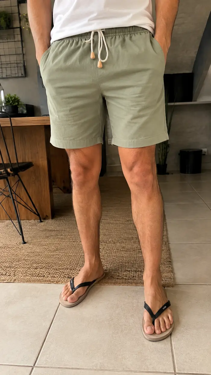 Cliente com kit de bermudas de linho recebido da Elite Store